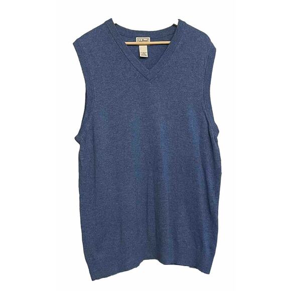 LL Bean Sweater Vest 100% Lambs Wool V-Neck Lightweight Mens Large Tall Note - Picture 1 of 9
